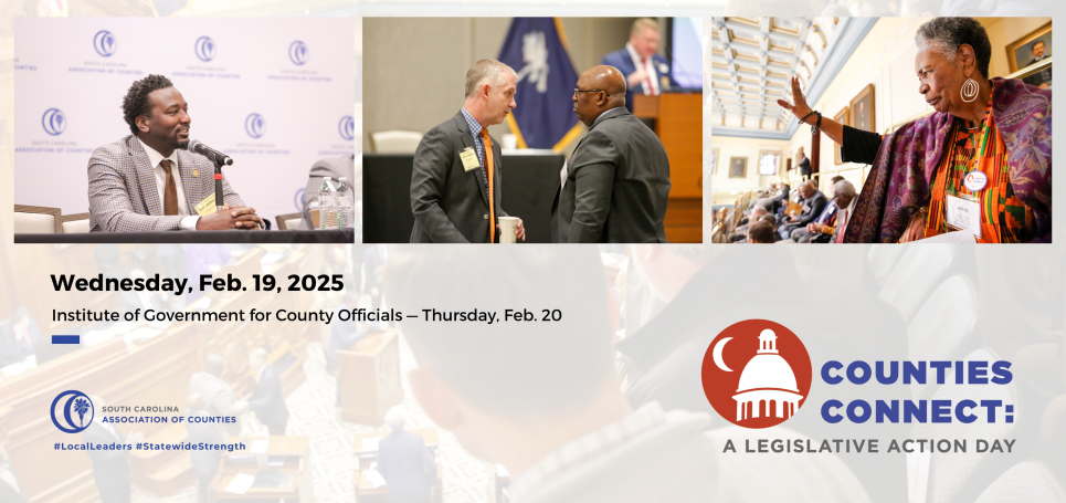 collage of images from Counties Connect event including legislators and county officials interacting