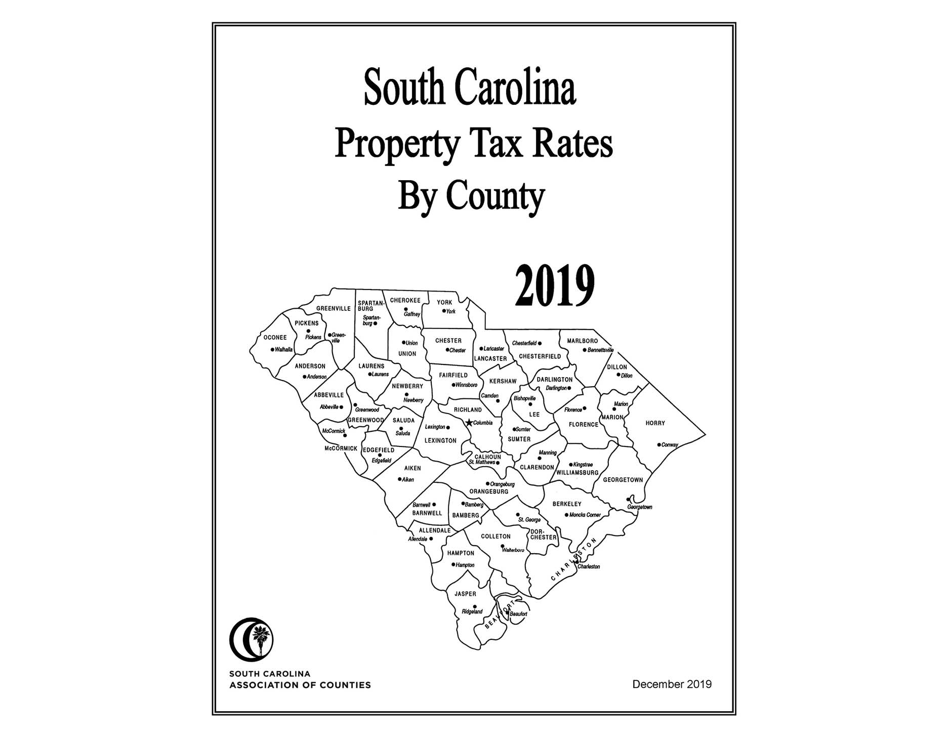 Property Tax Rates by County, 2019 South Carolina Association of Counties